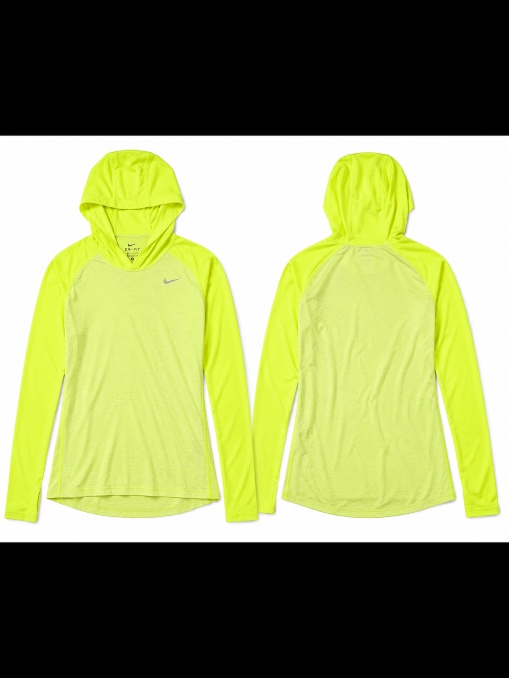 Nike Neon Yellow Performance Hooded Long Sleeve Top - Picture 1 of 7